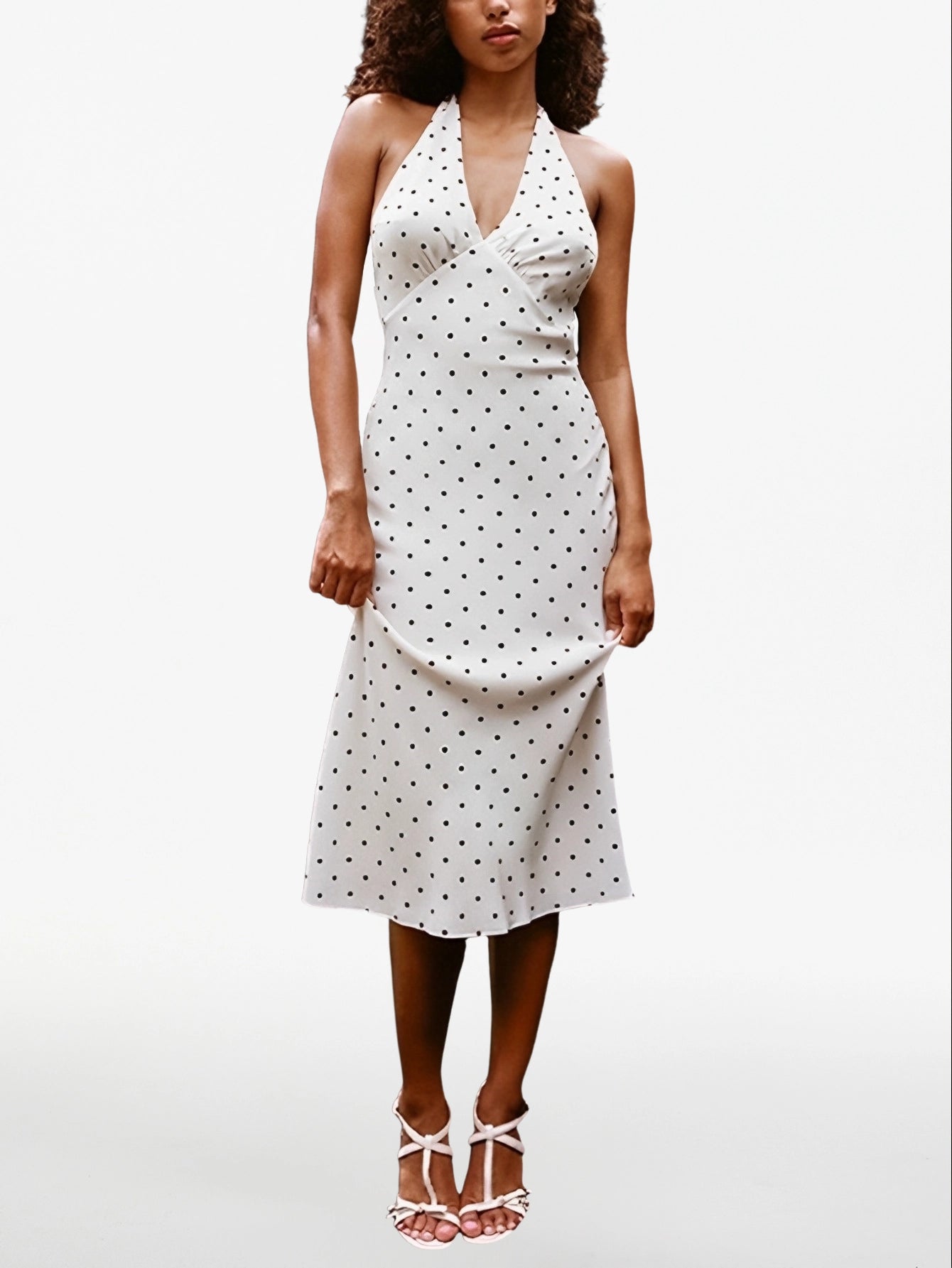 Halter Sleeveless Polka Dot Fitted dress