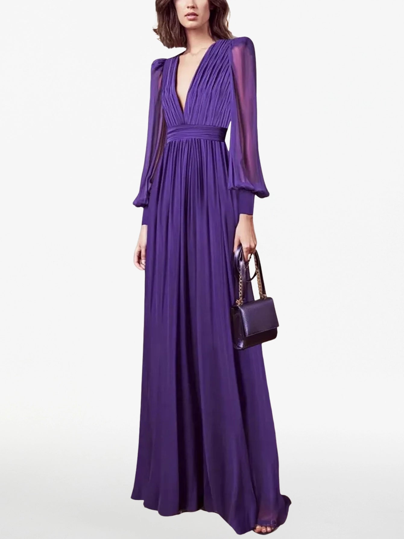 Regal Waisted Pleated Maxi Dress