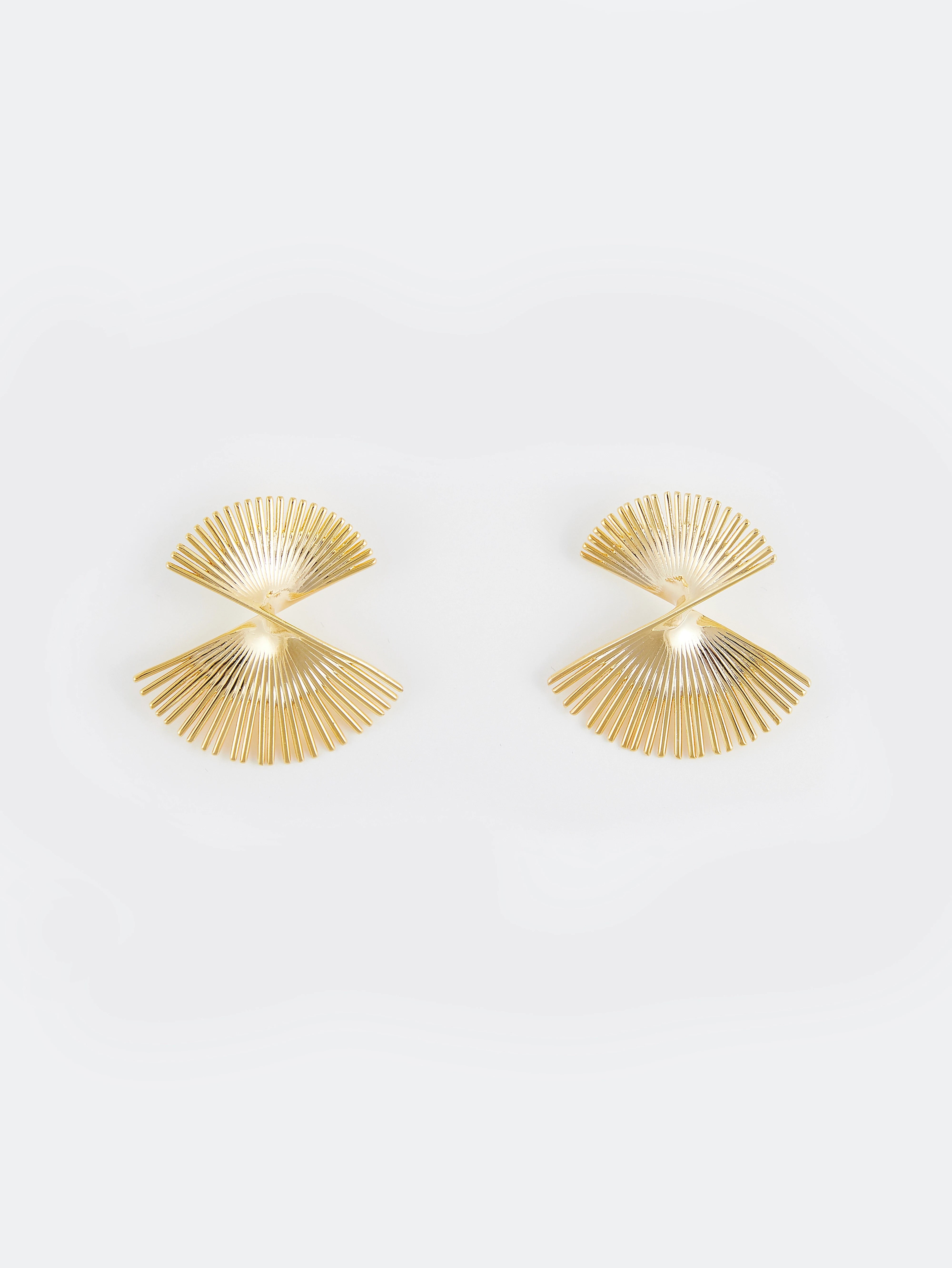 Chic Gold Tone Fan Earrings