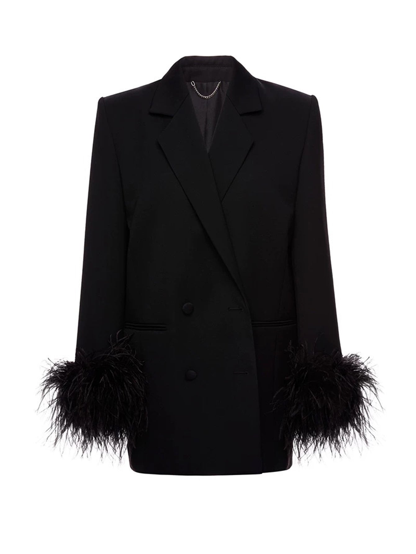 Elegant Feather Trim Cape Blazer