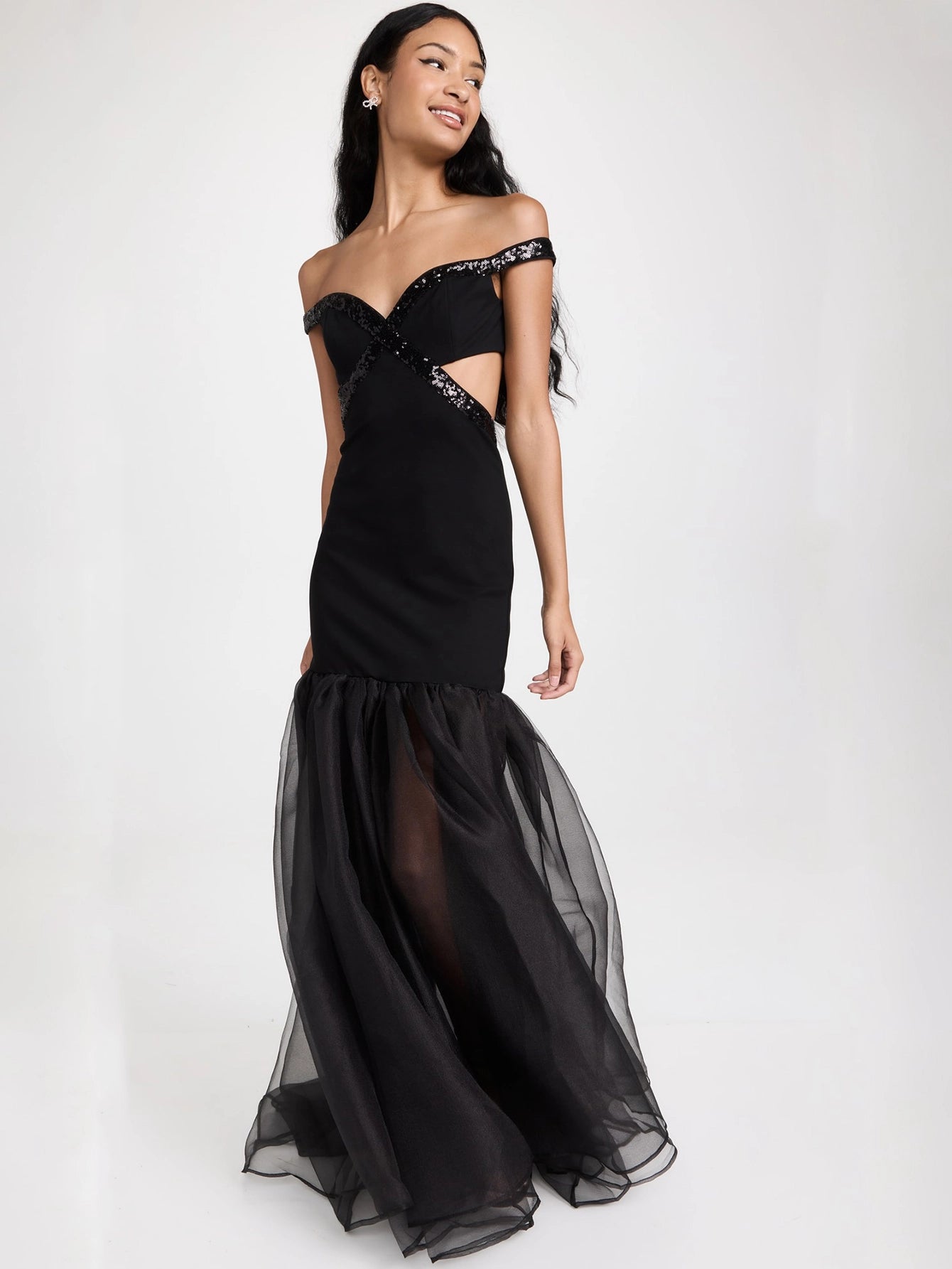 Off-Shoulder Gown with Beading