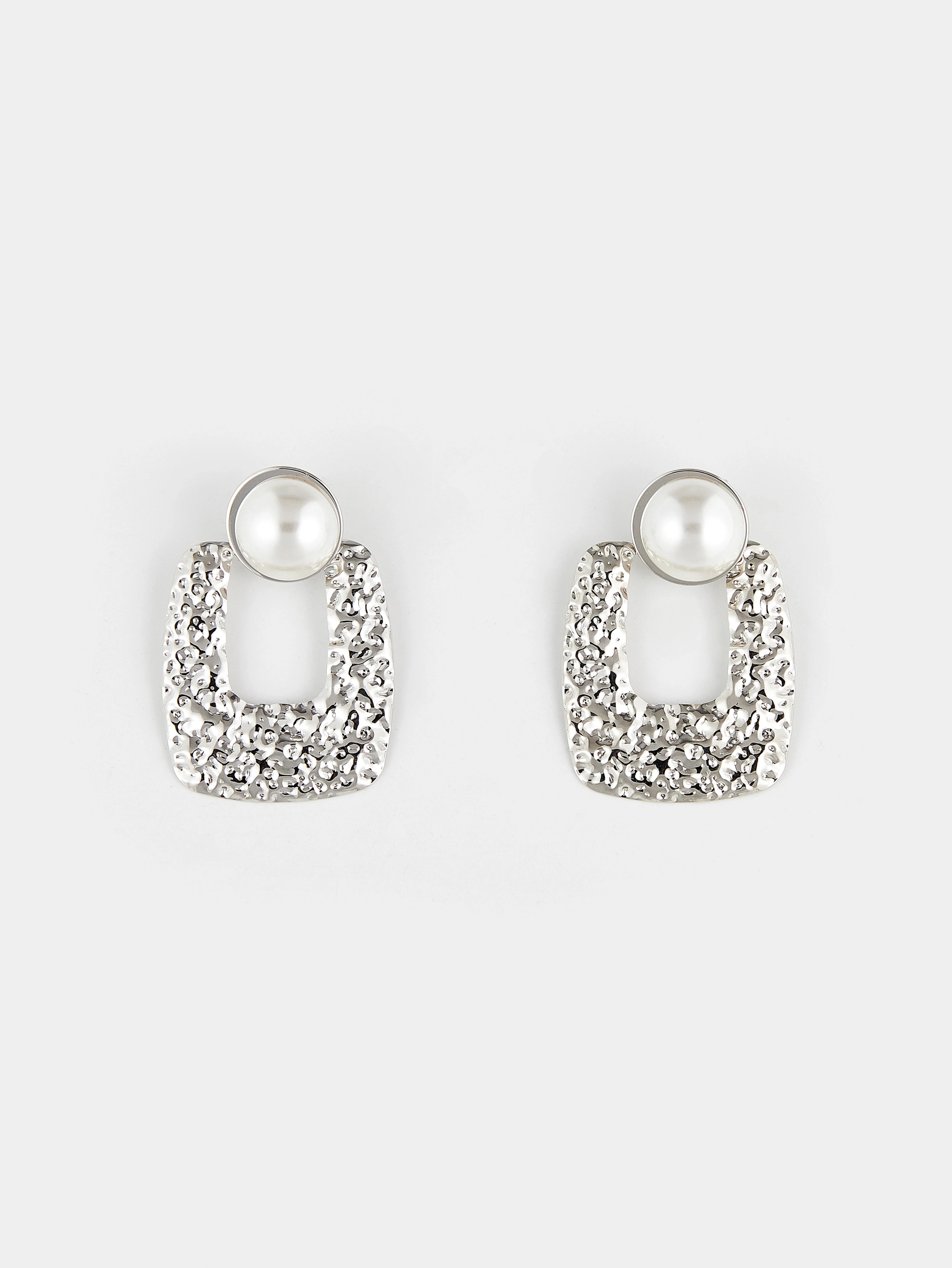 Elegant Pearl and Crystal U-Shape Earrings