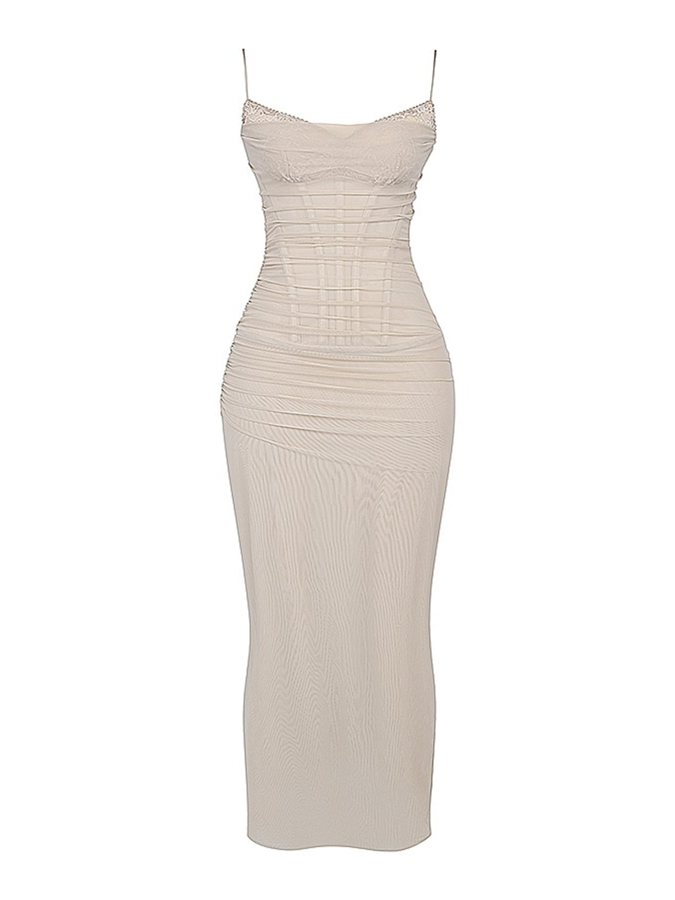 Elegant Spaghetti Strap Bodycon Mesh Maxi Dress - fashionprilin