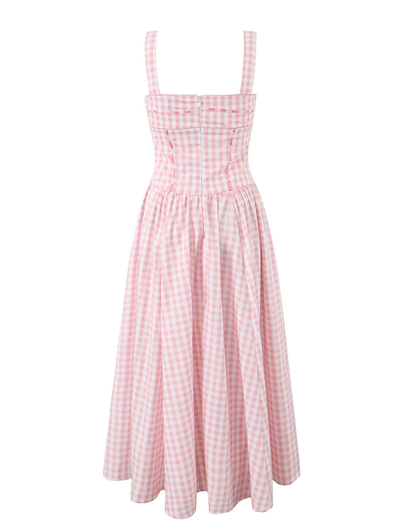 Plaid Checkered Sundress with Pockets - Retro Style Midi Dress for Women - fashionprilin