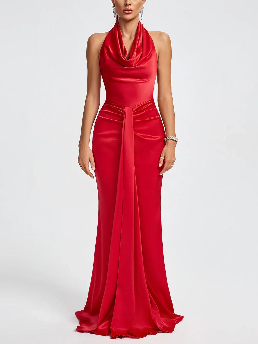 Sexy Draped Halterneck Gown