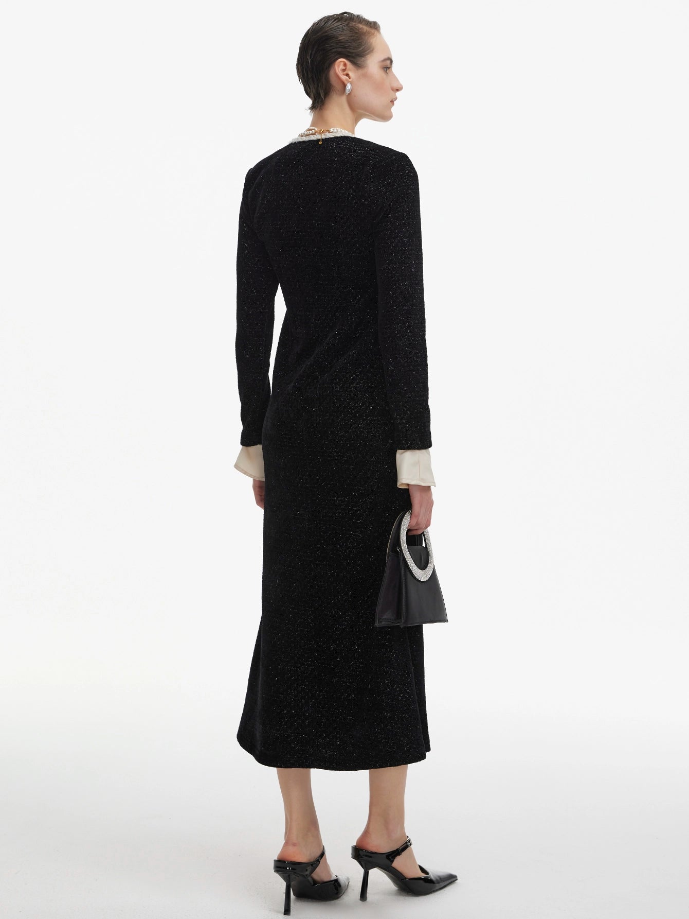 Elegant Tweed Long-Sleeved Dress(Silvia)