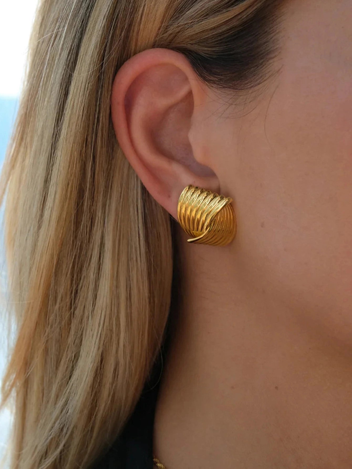 Striped Textured Stud Earrings