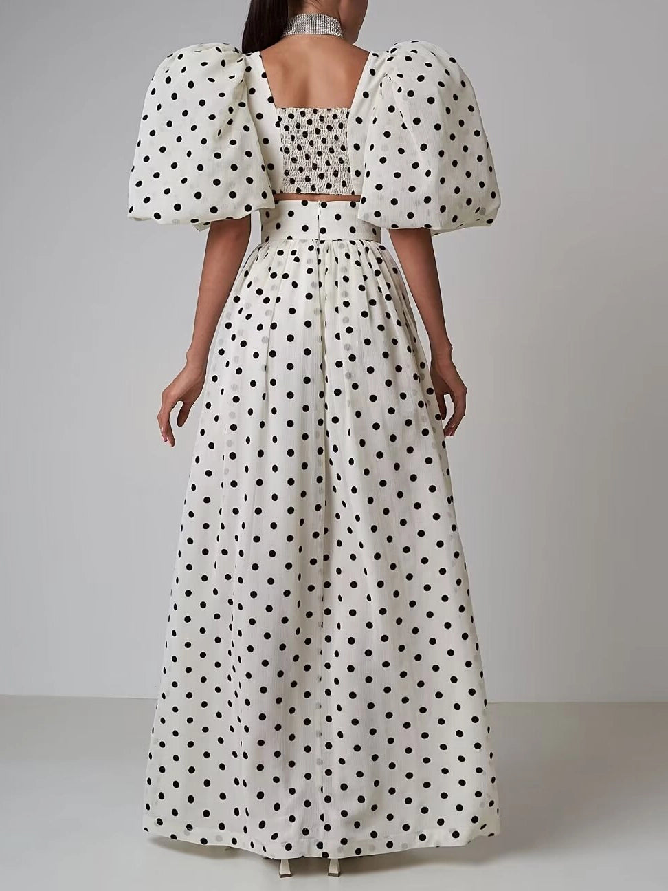 Elegant Polka Dot Two-Piece Set