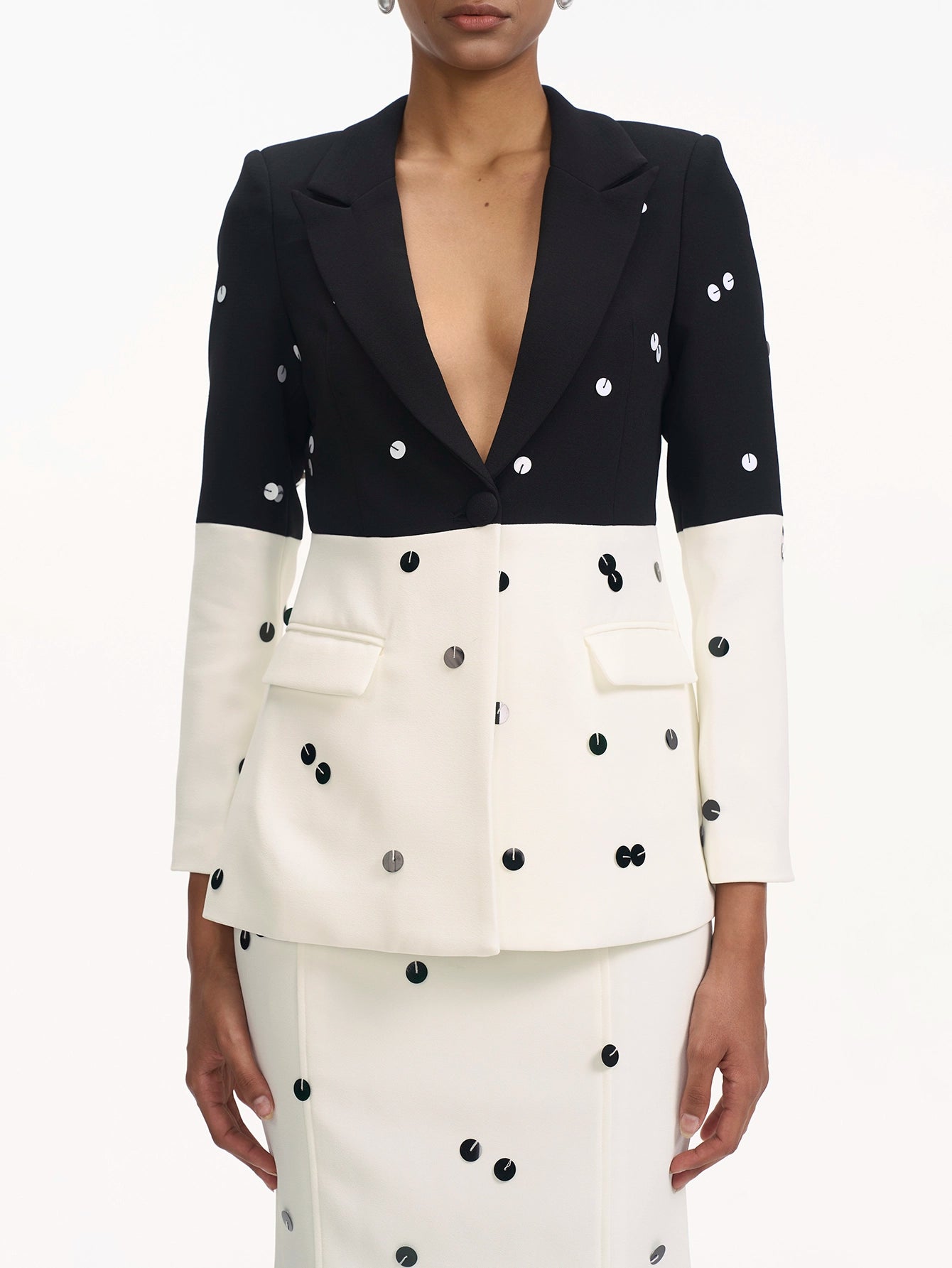 Polka Dot Blazer Skirt Suit