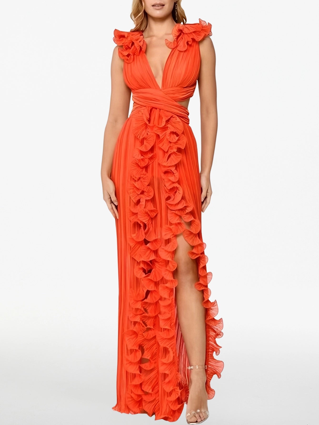 Elegant Ruffle Evening Gown