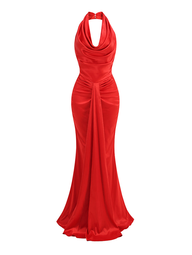 Sexy Draped Halterneck Gown