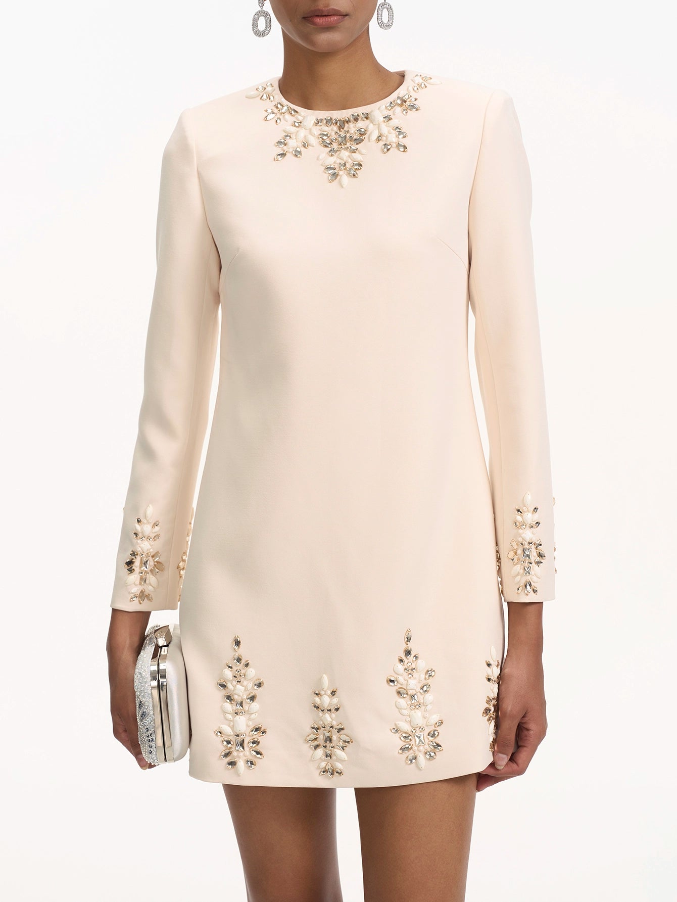 Long Sleeve Mini Dress with Diamonds(Silvia)