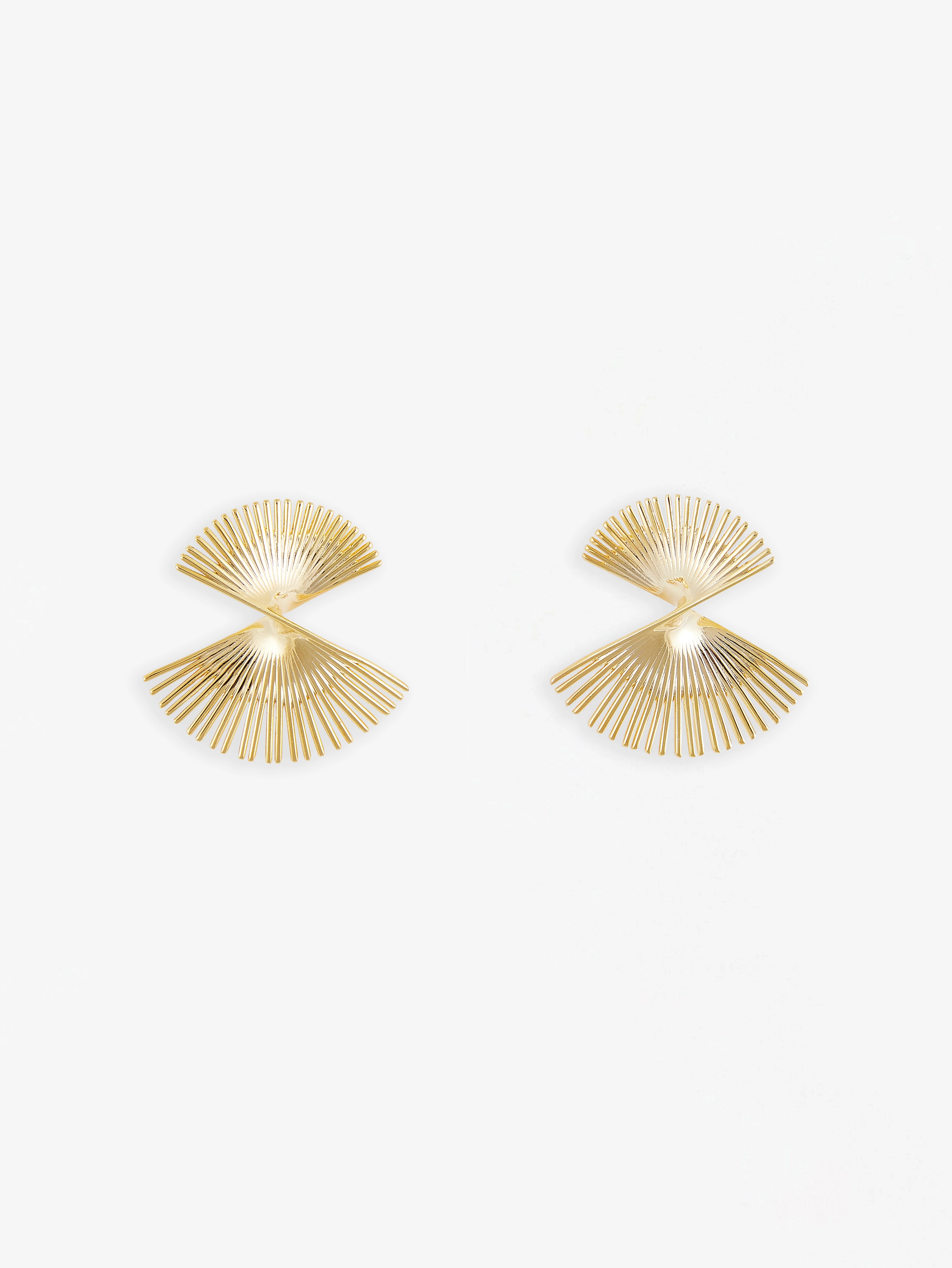 Chic Gold Tone Fan Earrings