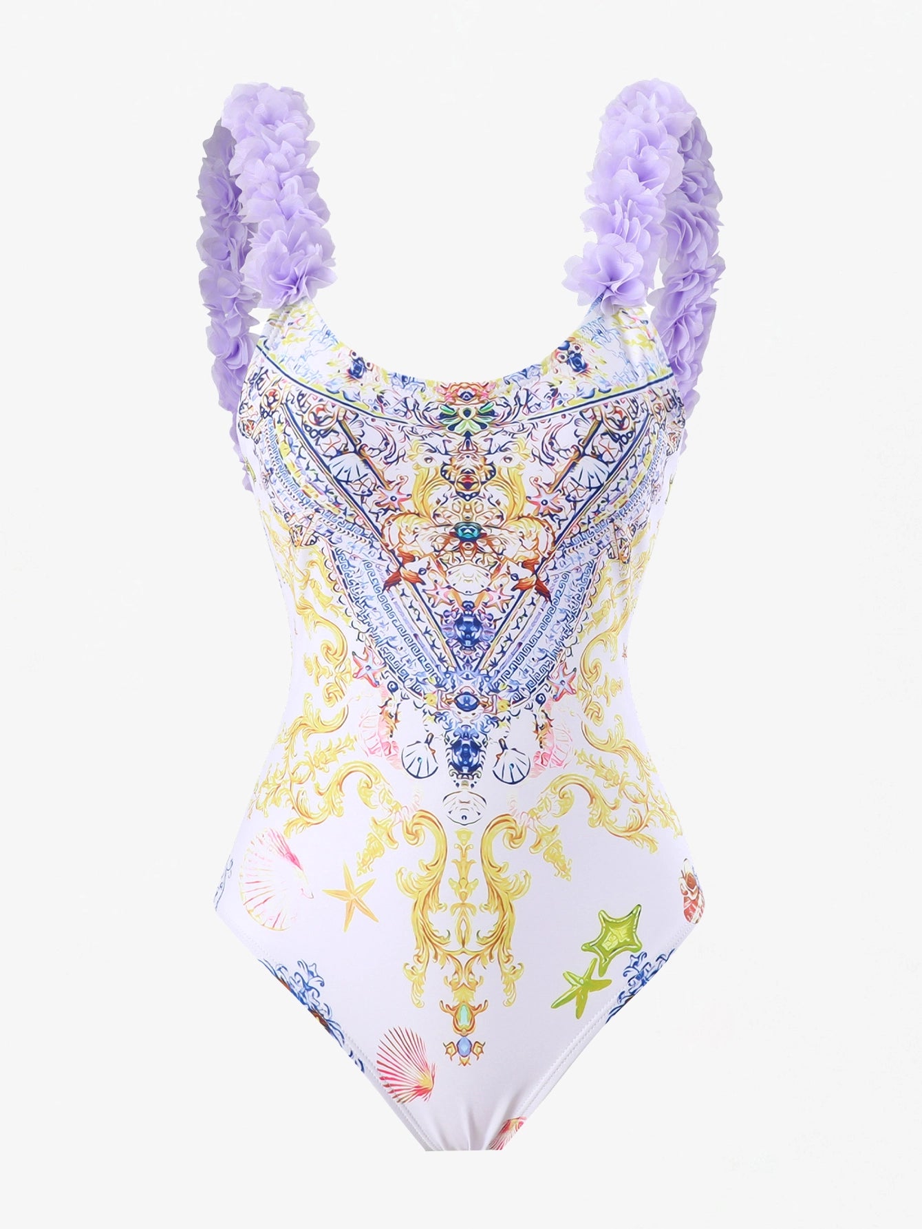 Lavender Ruffle Trim Swimsuit