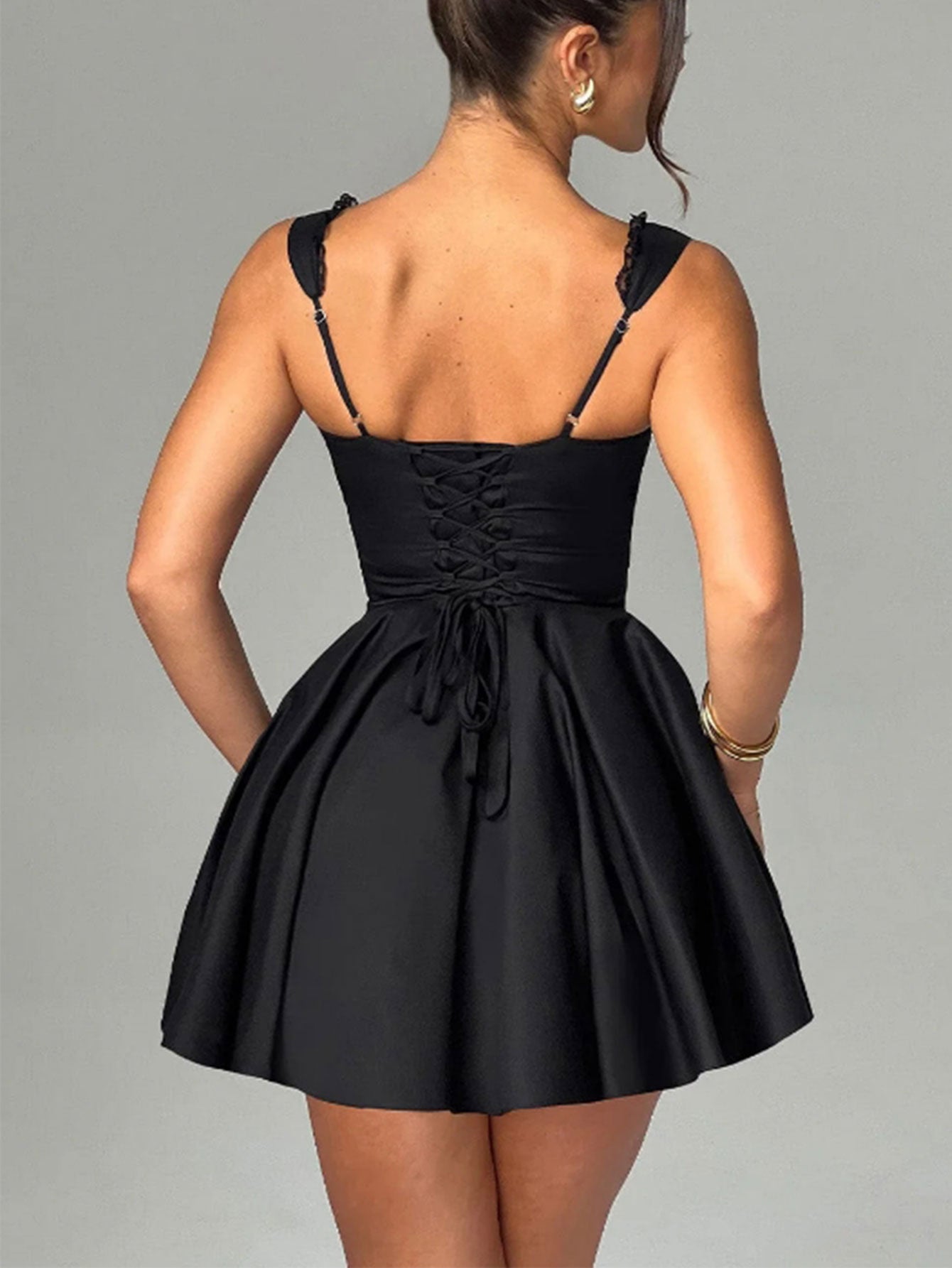 Queen Anne Neckline Corset Mini Dress For Party Date Night Dress - fashionprilin