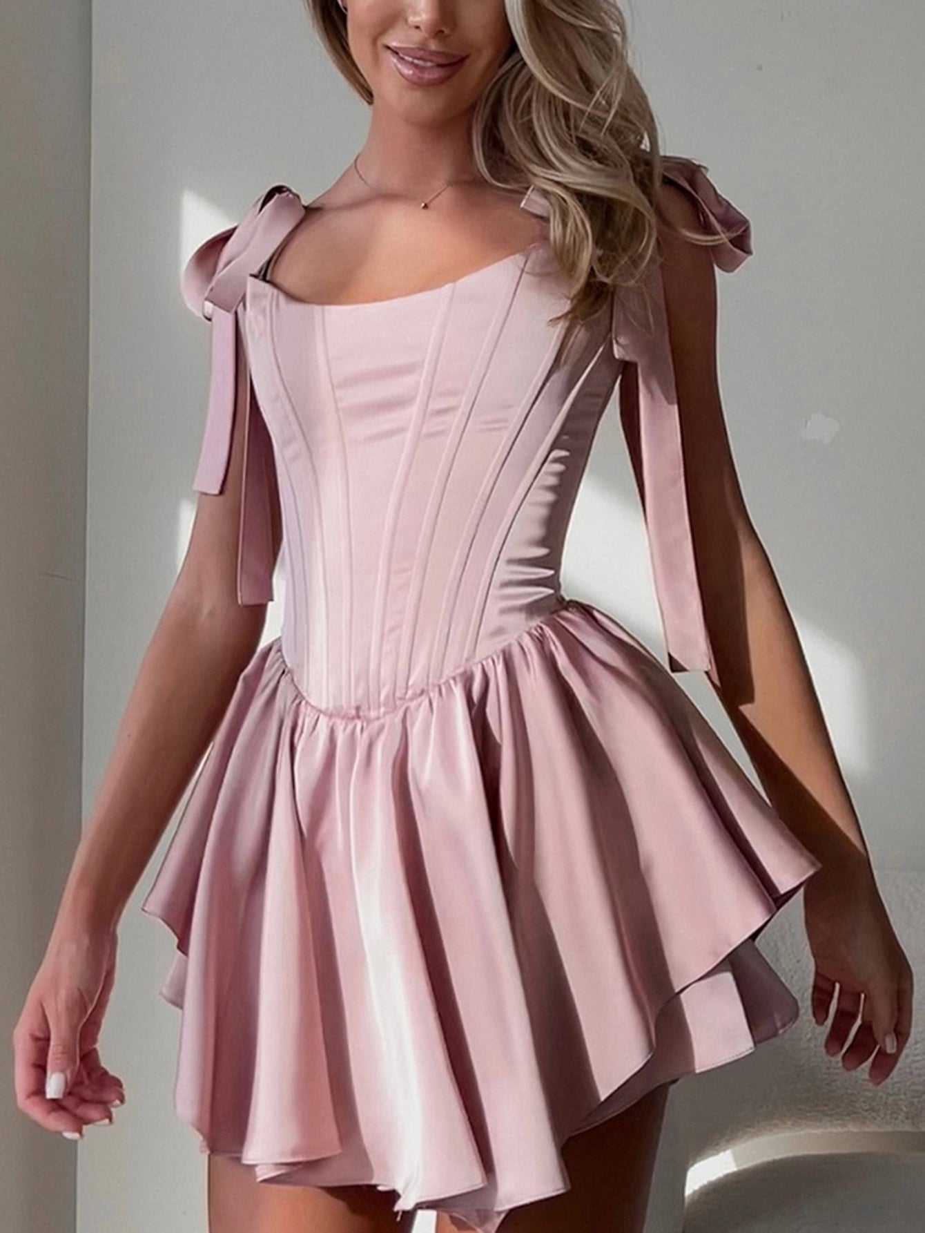 Corset Mini Dress with Tie Straps(Silvia)