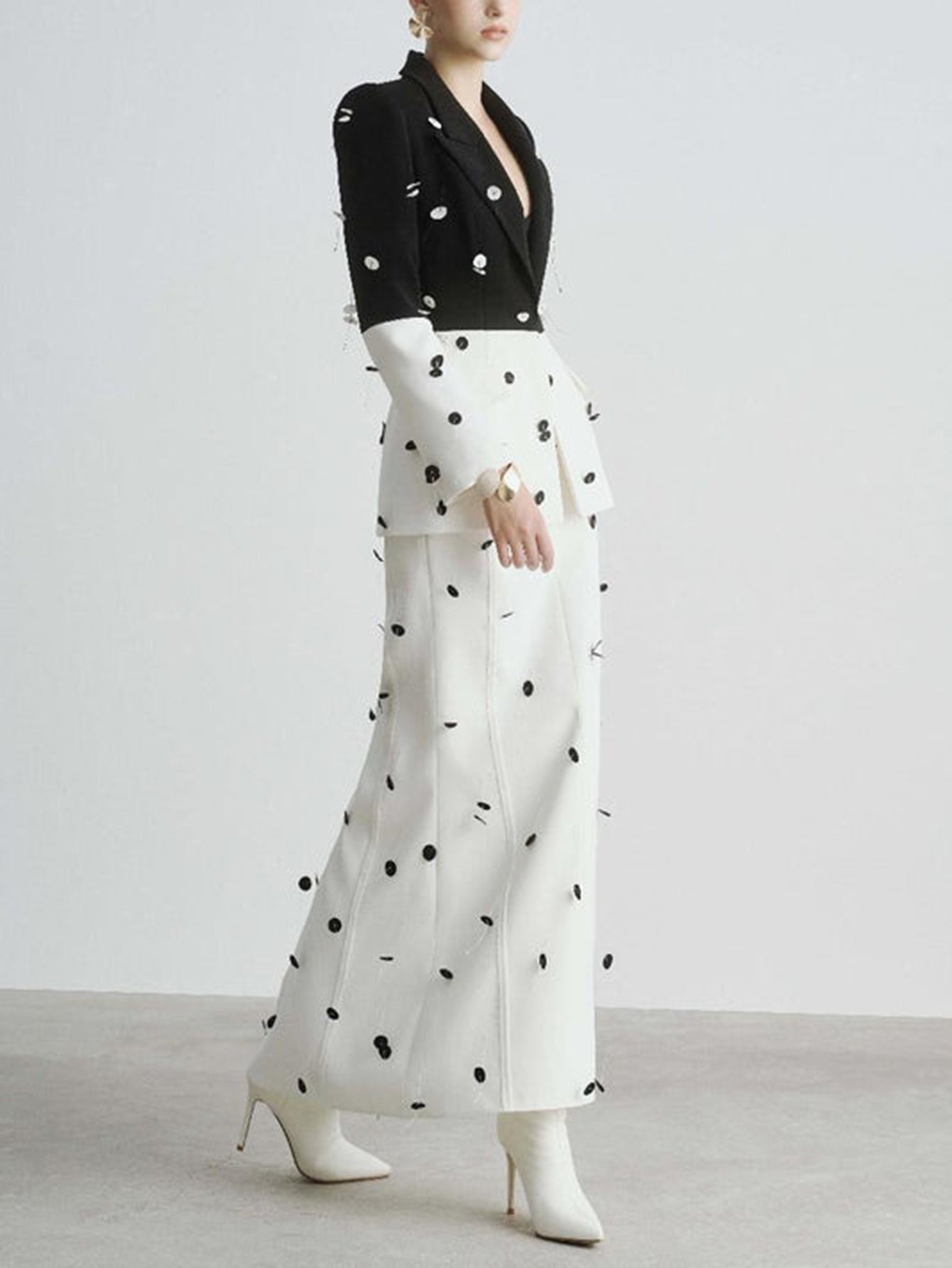 Polka Dot Blazer Skirt Suit