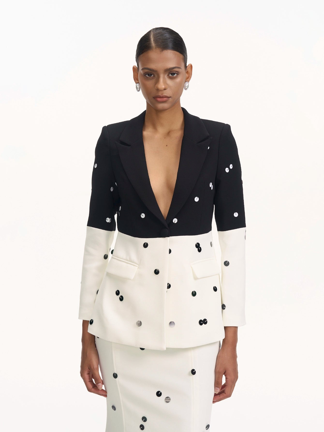 Polka Dot Blazer Skirt Suit