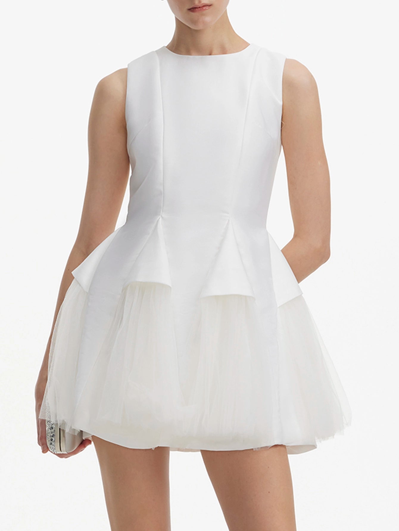 Elegant Tulle Overlay Mini Dress