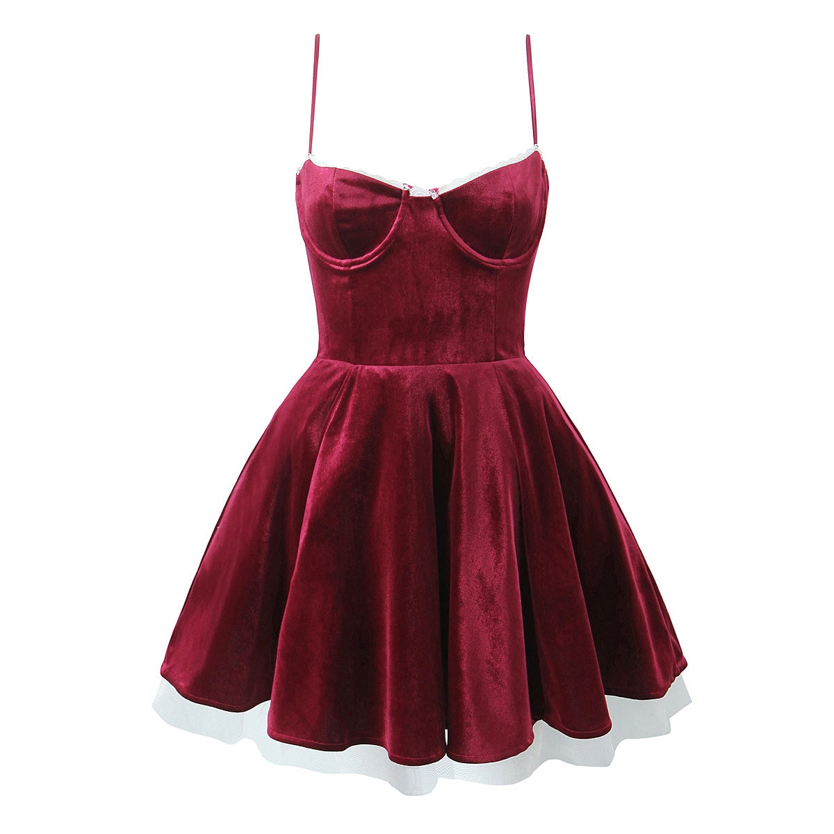 Crimson Velvet Flare Dress