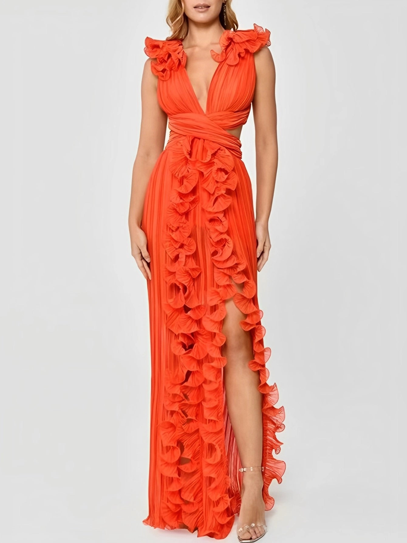 Elegant Ruffle Evening Gown