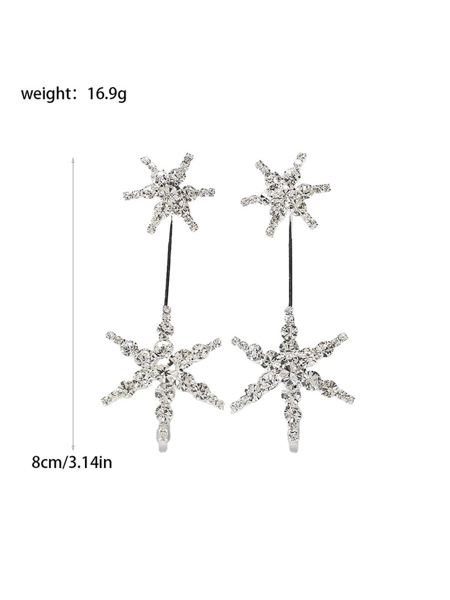 Star Shape Rhinestone Long Earrings