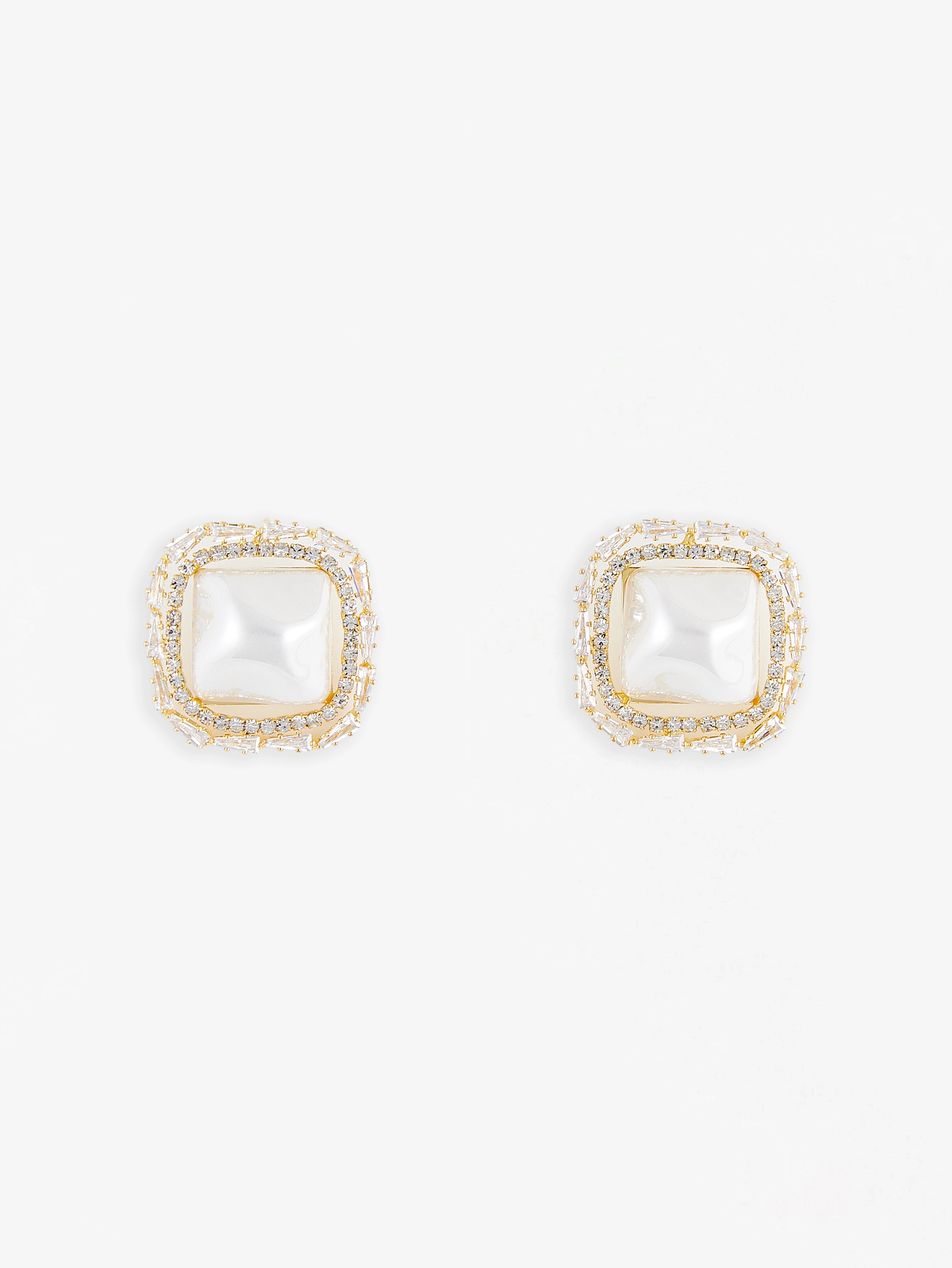 Regal Square Crystal Stud Earrings