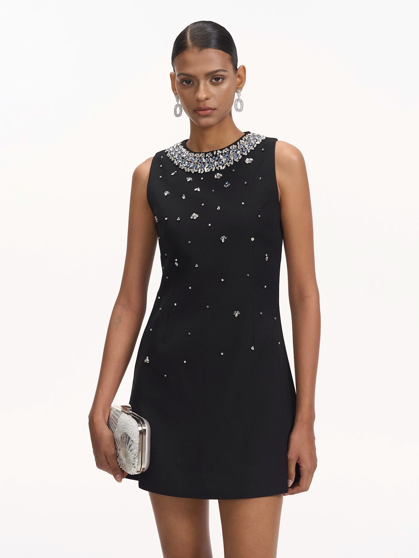 Beaded Cocktail Dress with Crystal Detailing