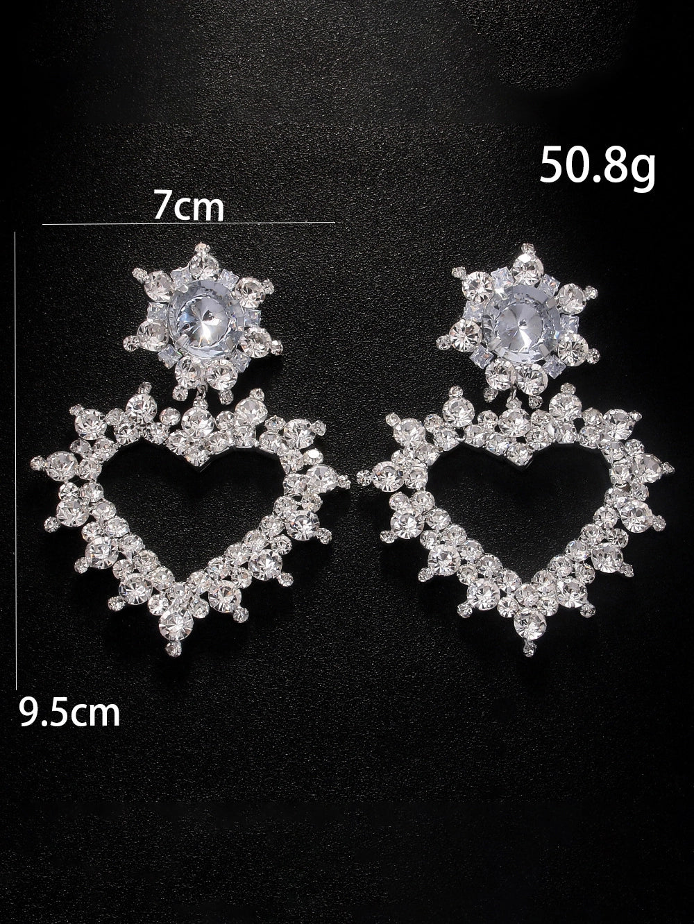 Heart Shaped Rhinestone Earrings