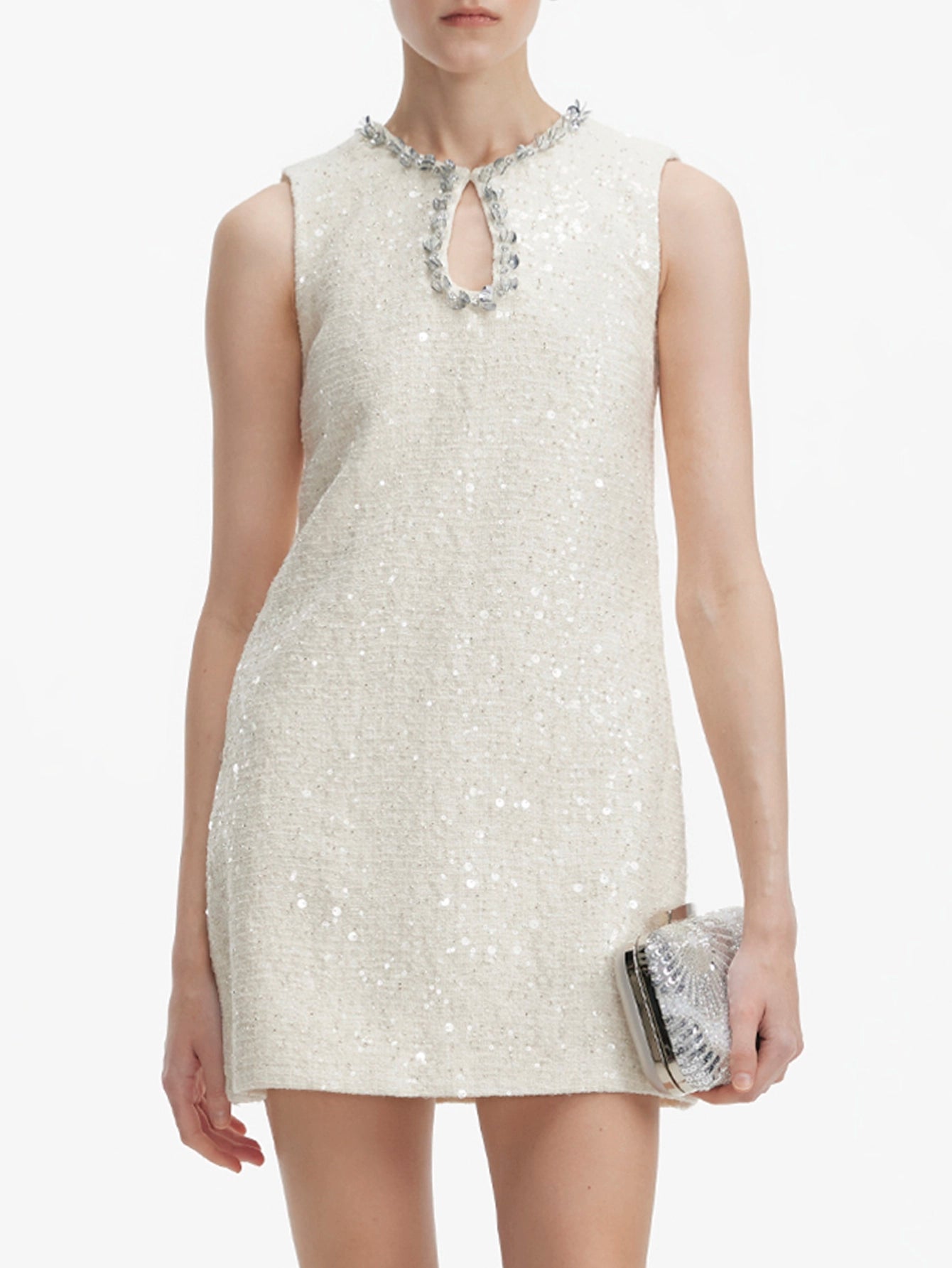 Sequin Embellished Shift Dress with Keyhole Detail(Silvia)