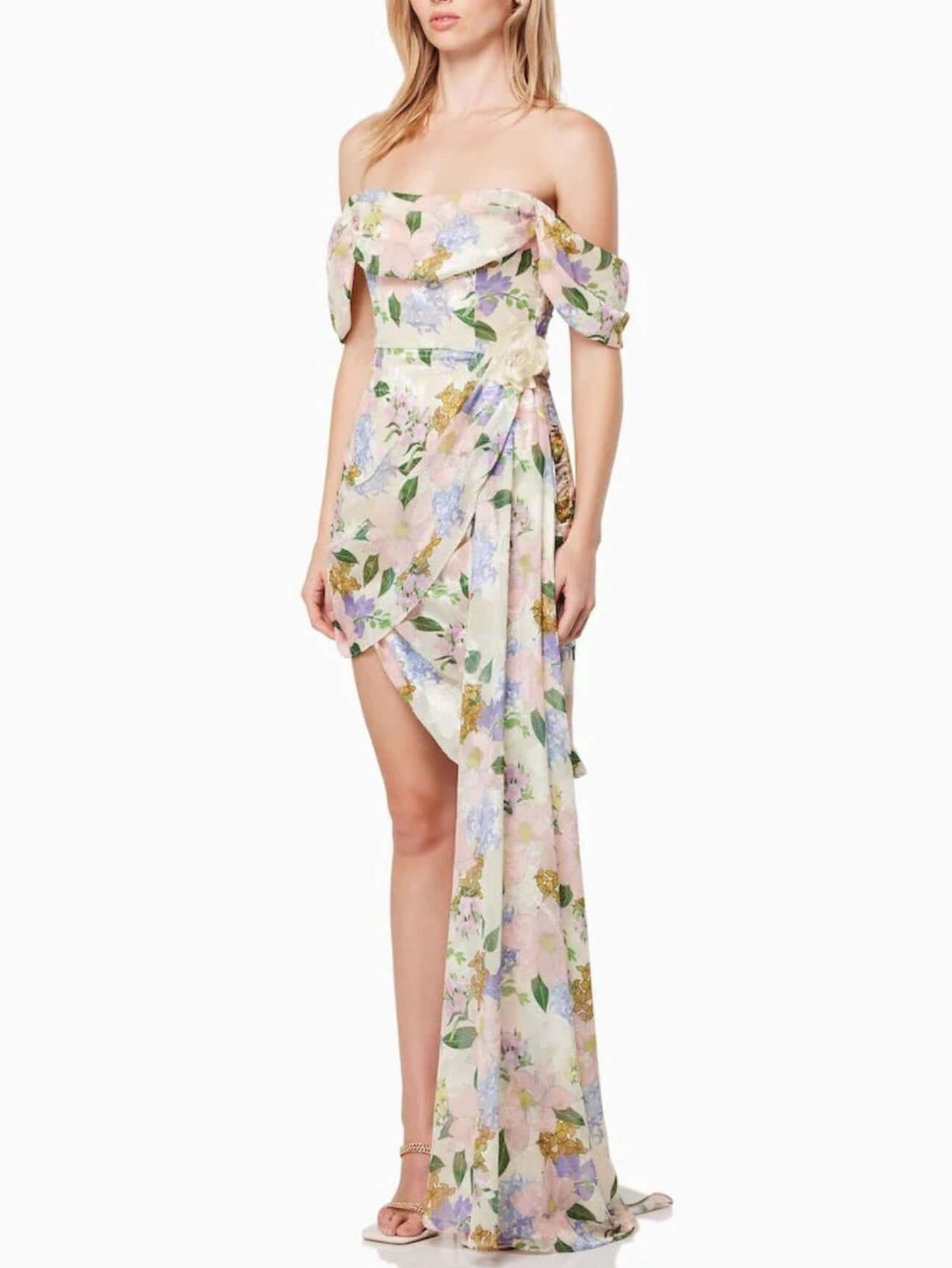 Floral Off-the-Shoulder Evening Wear