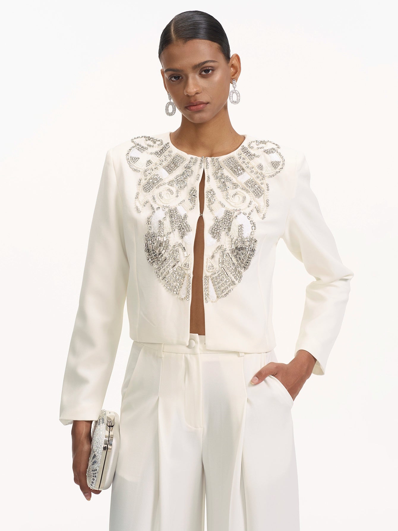 Elegant Suit Set with Embellished Jacket