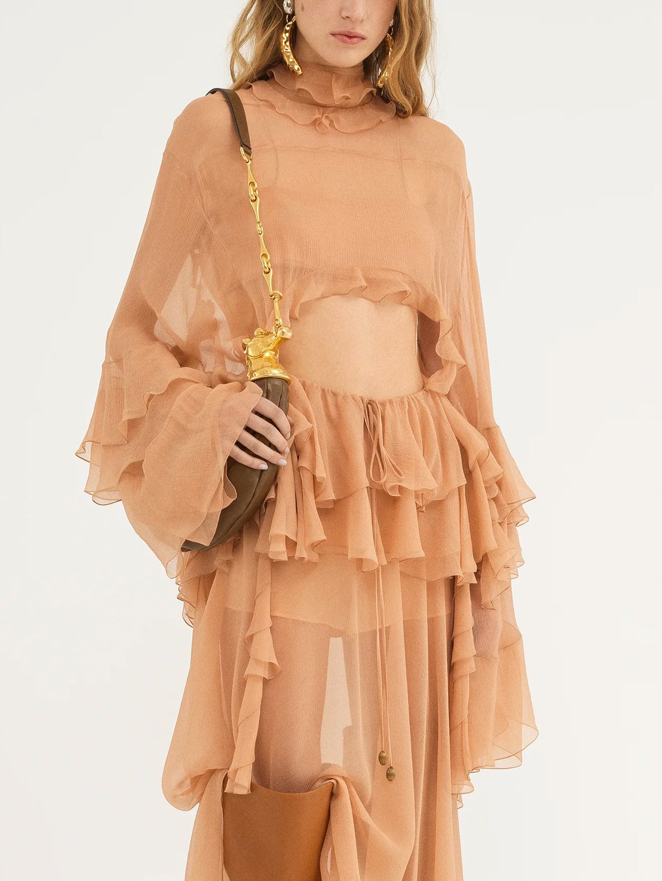 Two-Piece Sheer Ruffle Ensemble