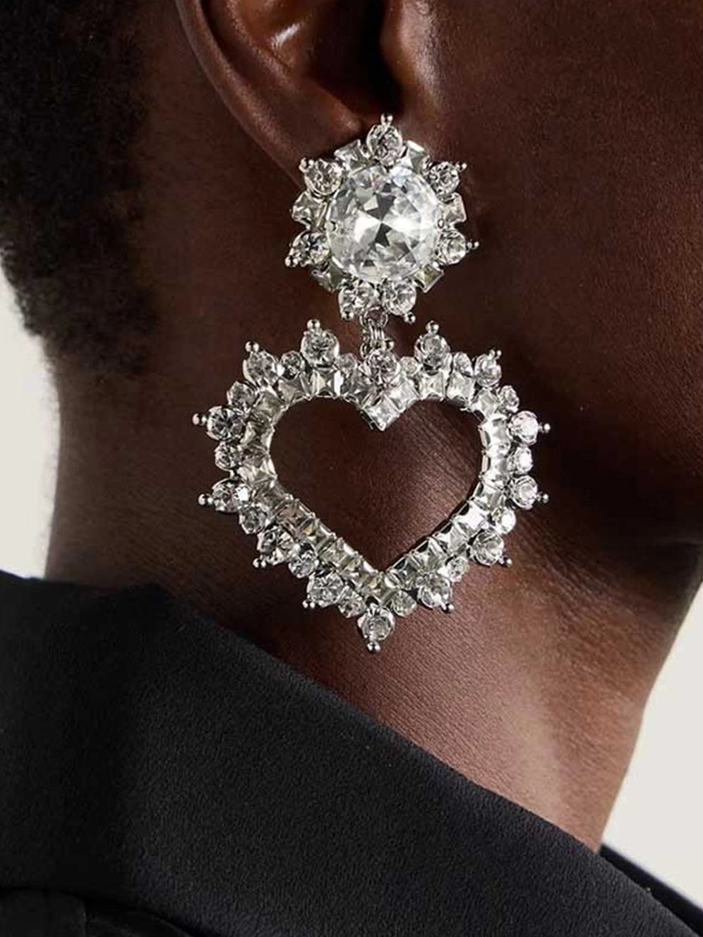 Heart Shaped Rhinestone Earrings