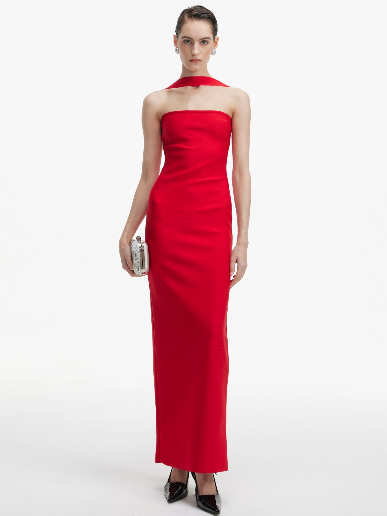 Strapless Side Split Evening Gown