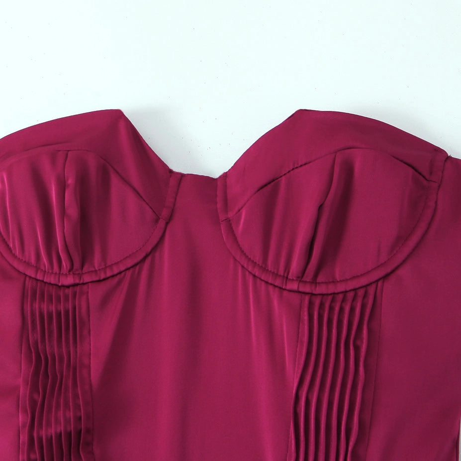 Magenta Sweetheart Neckline Dress