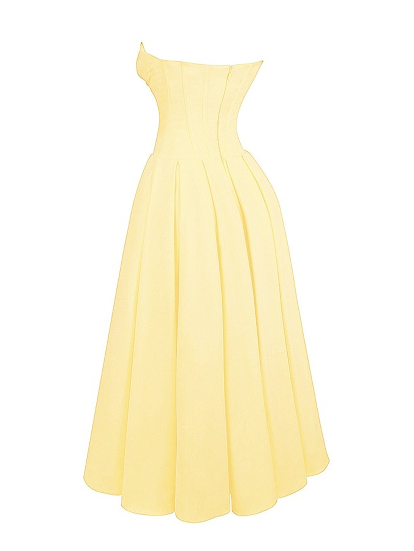 Solid Strapless Sleeveless Midi Dress - fashionprilin