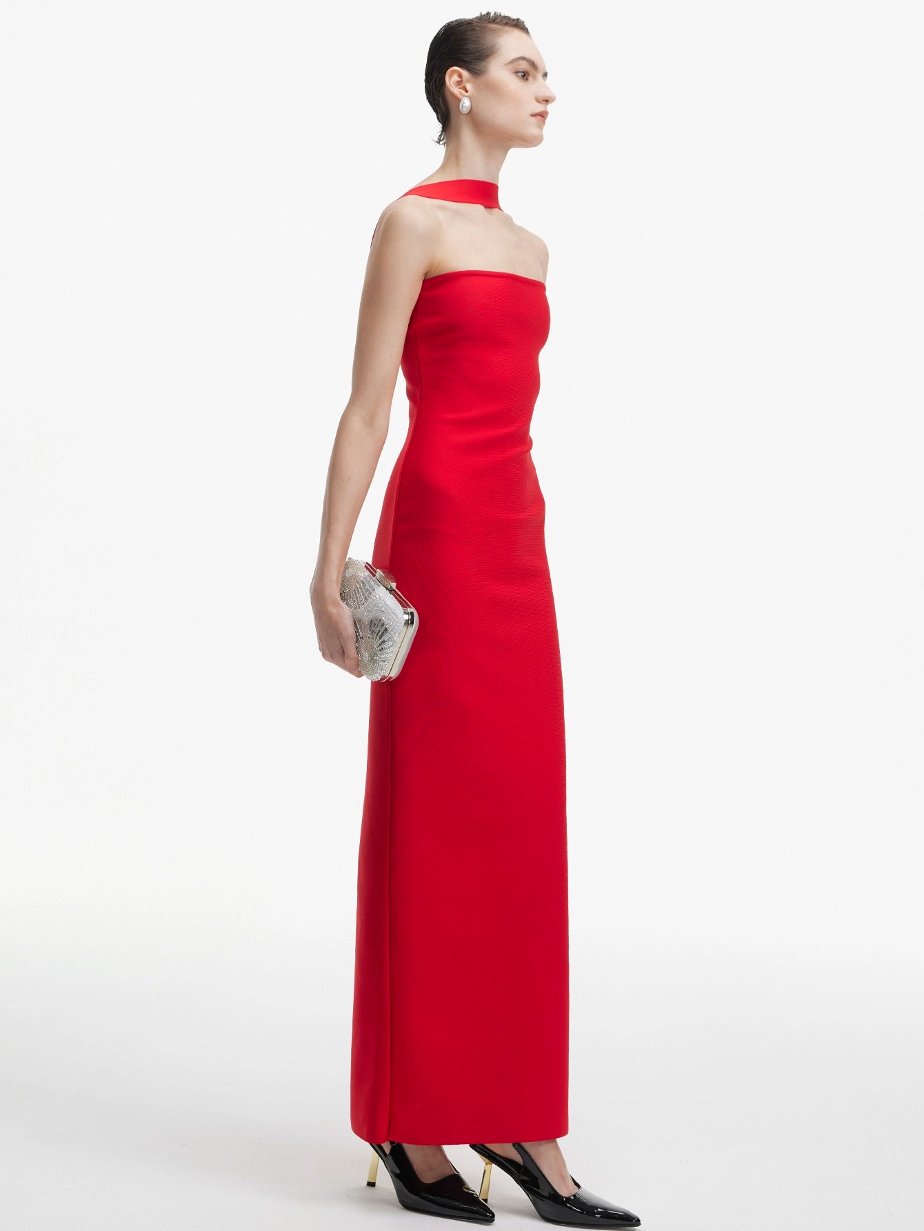 Strapless Side Split Evening Gown