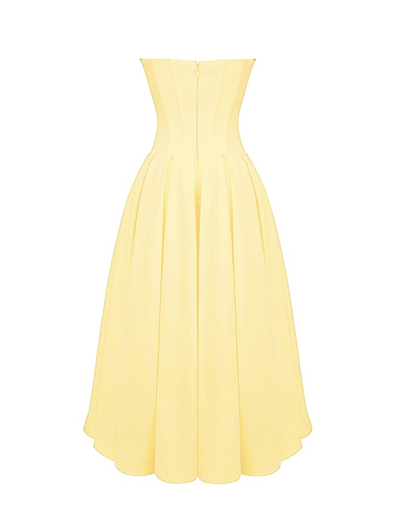 Solid Strapless Sleeveless Midi Dress - fashionprilin