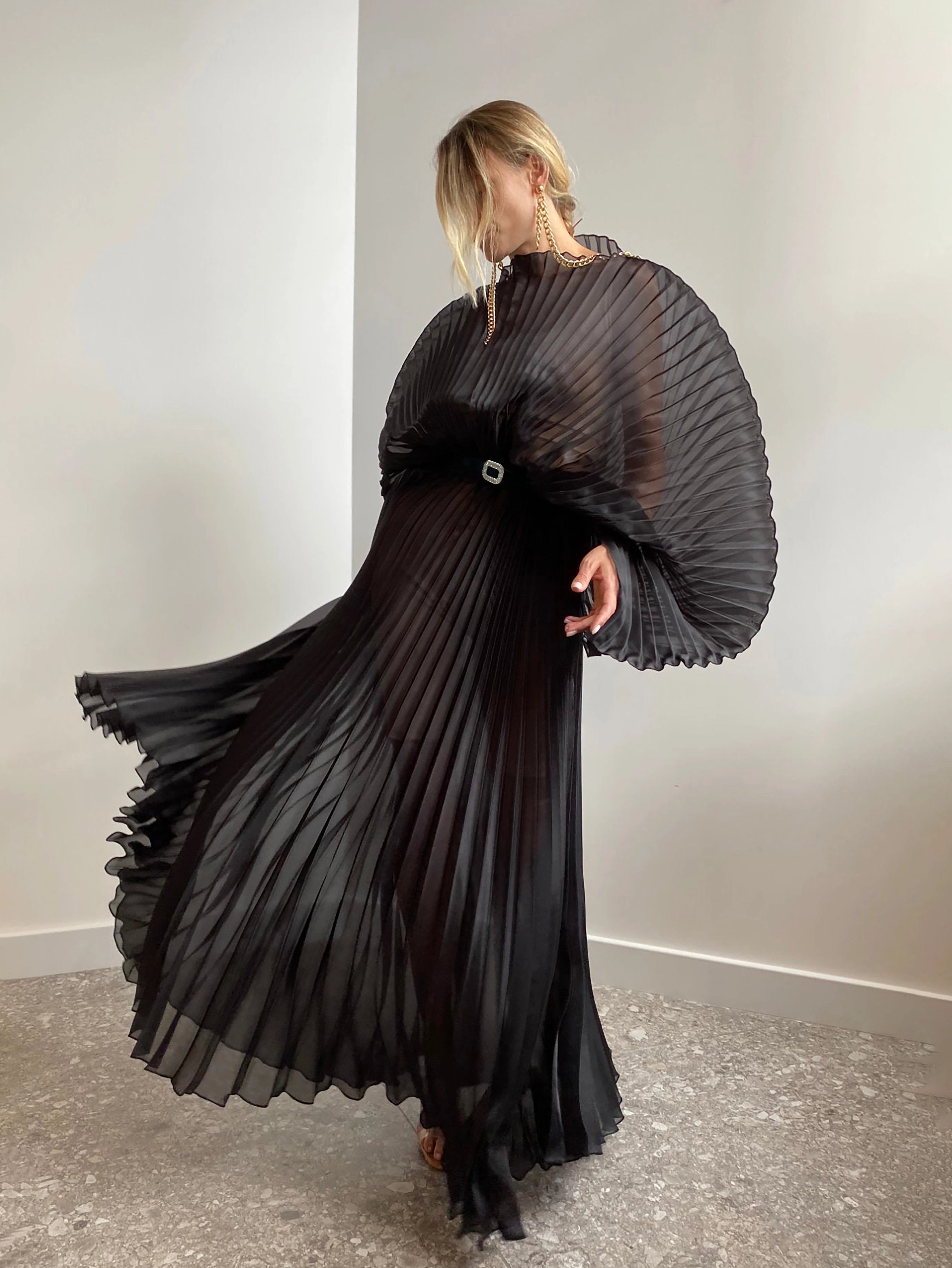 Exquisite Pleated Ruffle Gown