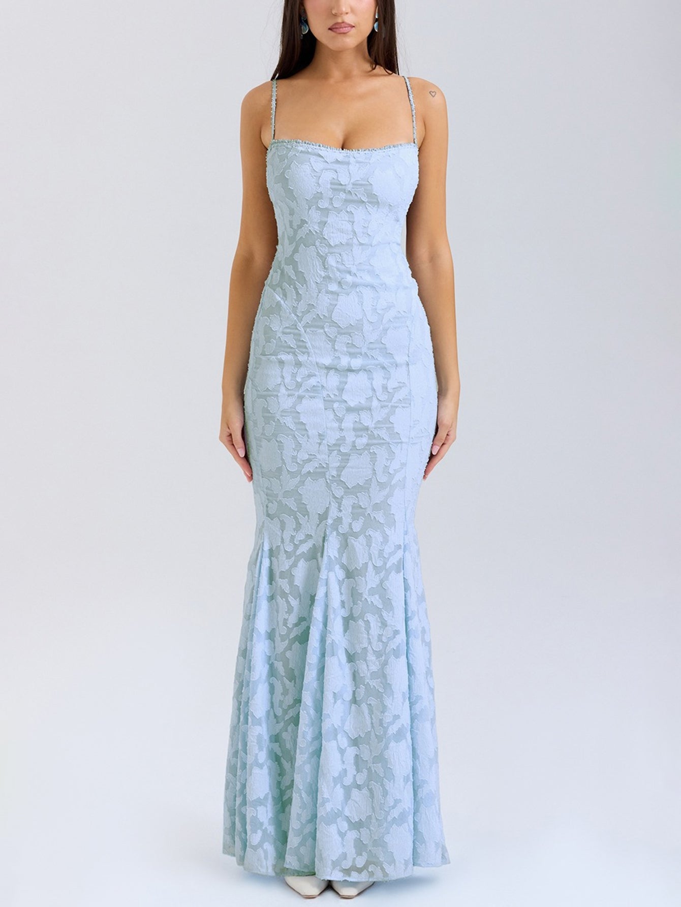 Lace Jacquard Tie-wrap Backless Maxi Dresses - fashionprilin