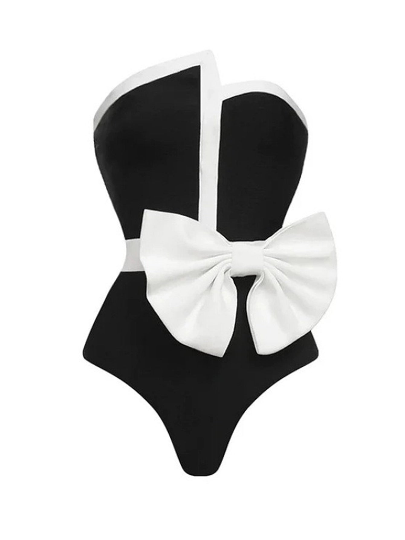 Chic Contrast Bow Swimsuit Two-Piece Set