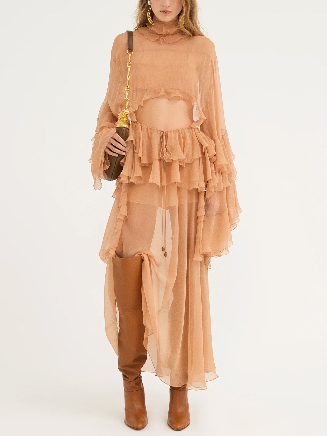 Two-Piece Sheer Ruffle Ensemble