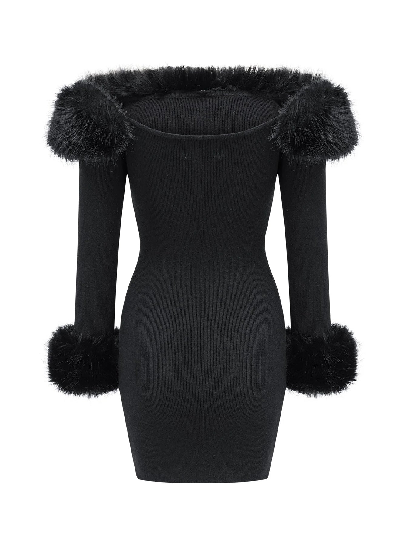 Luxurious Fur Collar Trimmed Dress(Silvia)