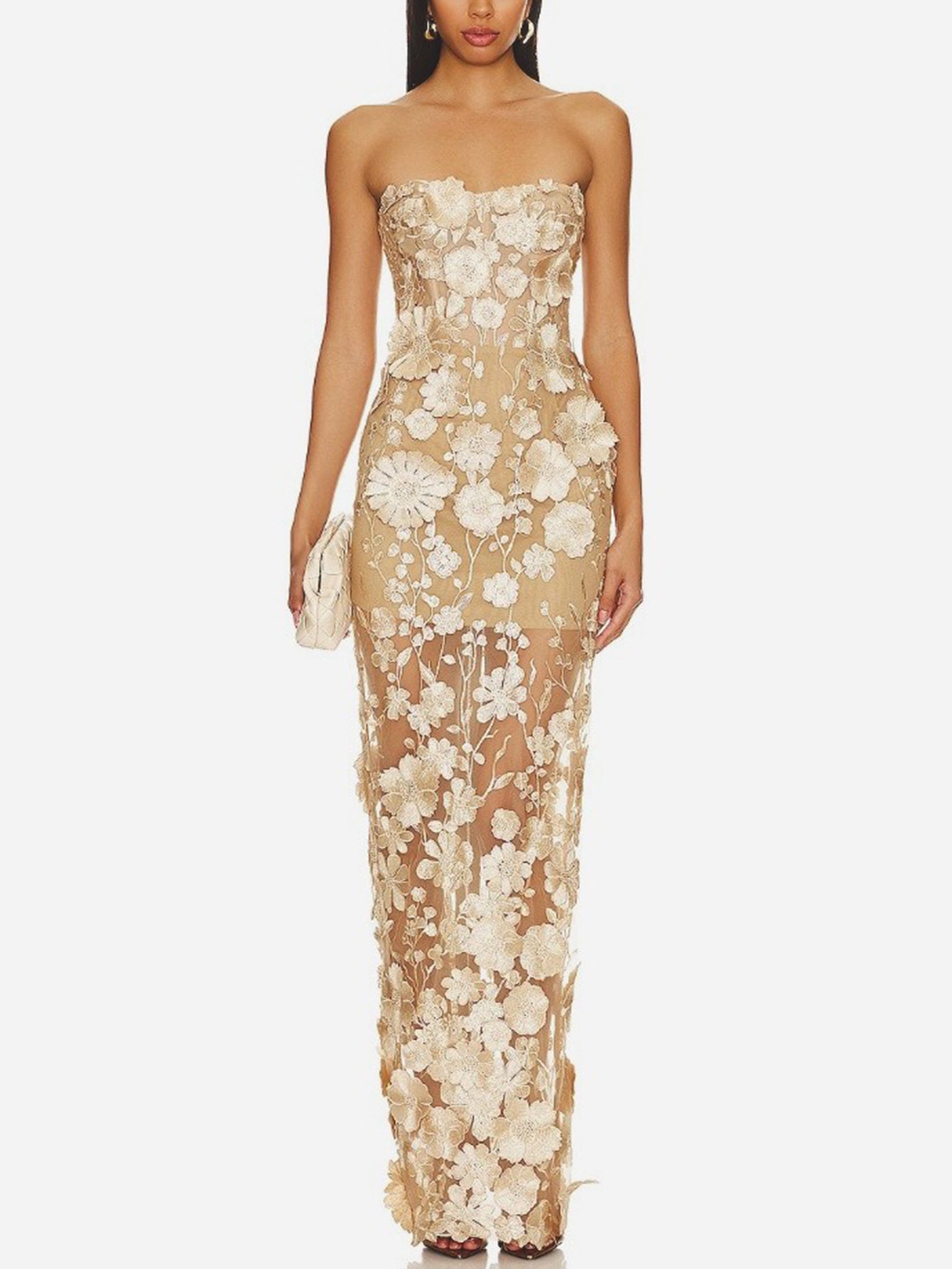 Luxurious Floral Embroidered Gown