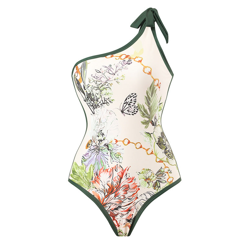 Botanical Print Halter Swimsuit