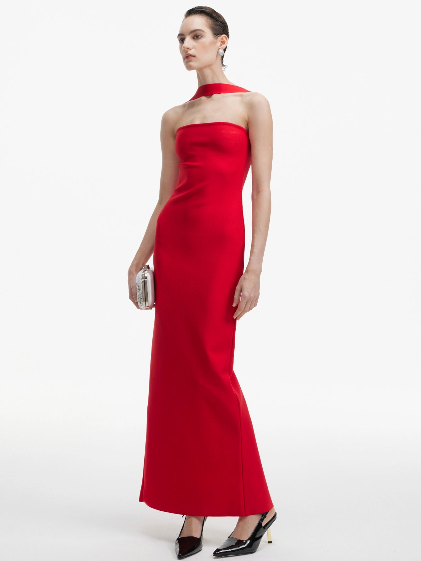 Strapless Side Split Evening Gown