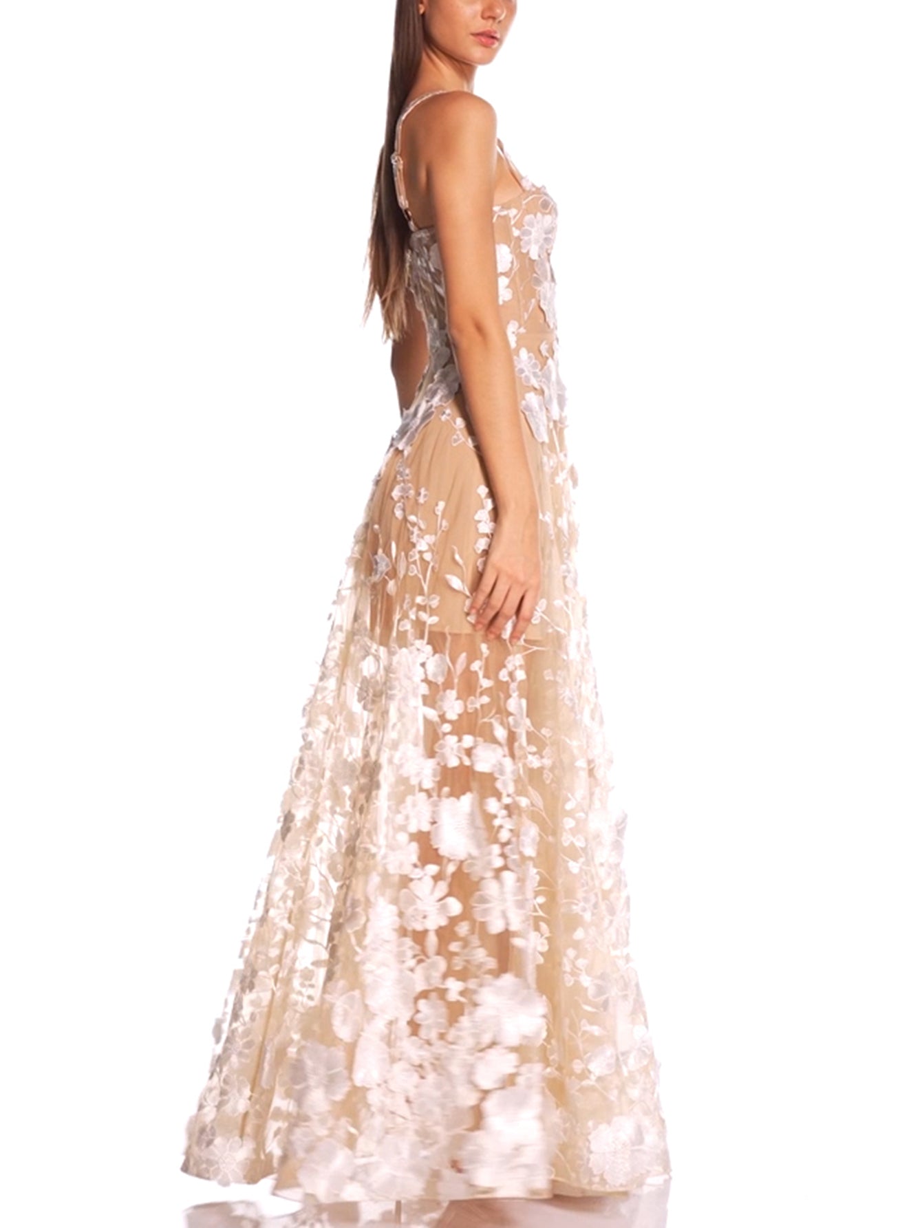 Floral Embroidered Tulle Maxi Dress - Ethereal & Romantic