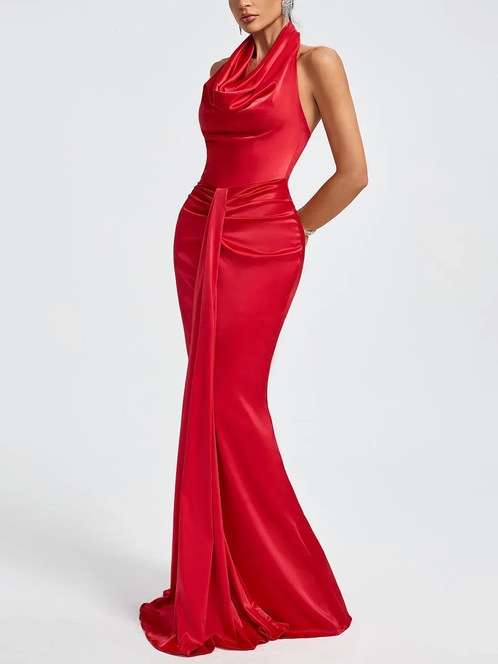 Sexy Draped Halterneck Gown