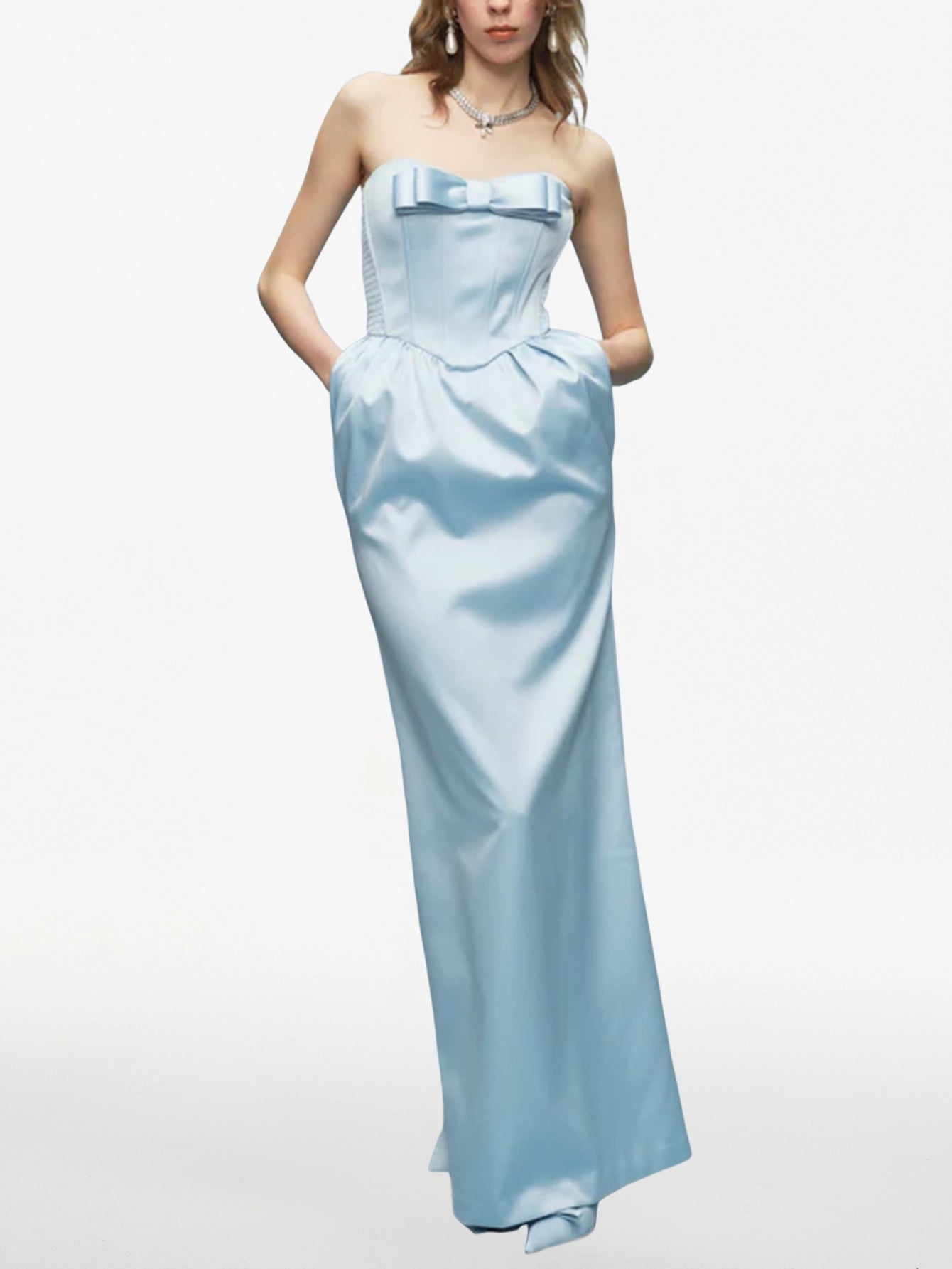 Elegant Strapless Satin Gown